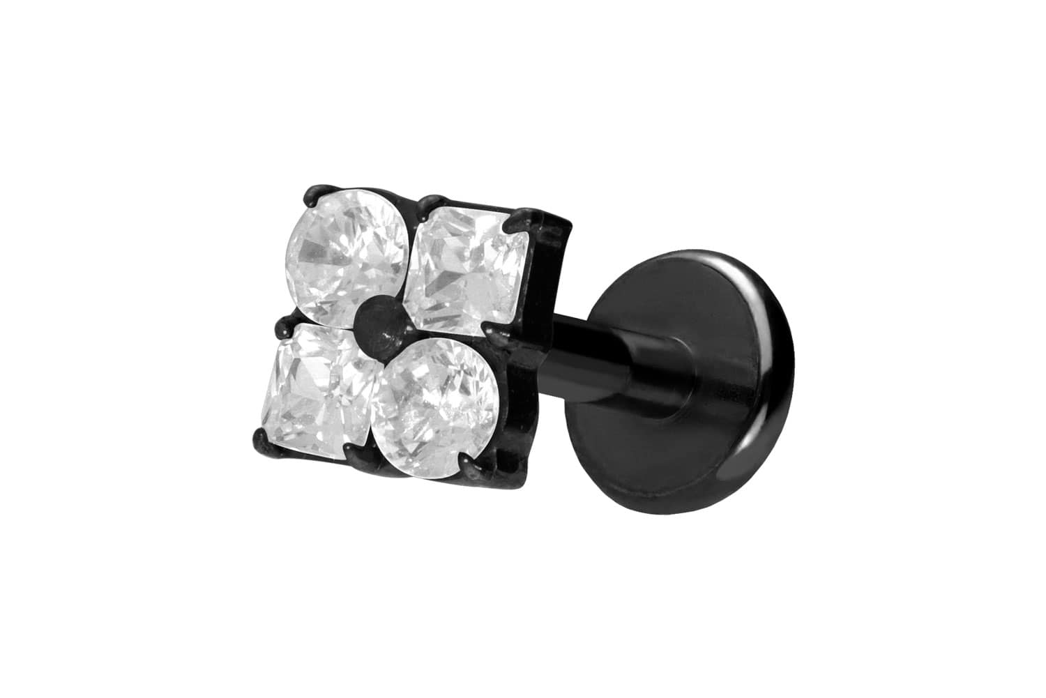 Titan Labret Piercing mit Push Fit KRISTALLBLUME